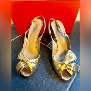 Authentic Valentino metallic Gold slingback heels Sz. 38.5 (7.5-8)